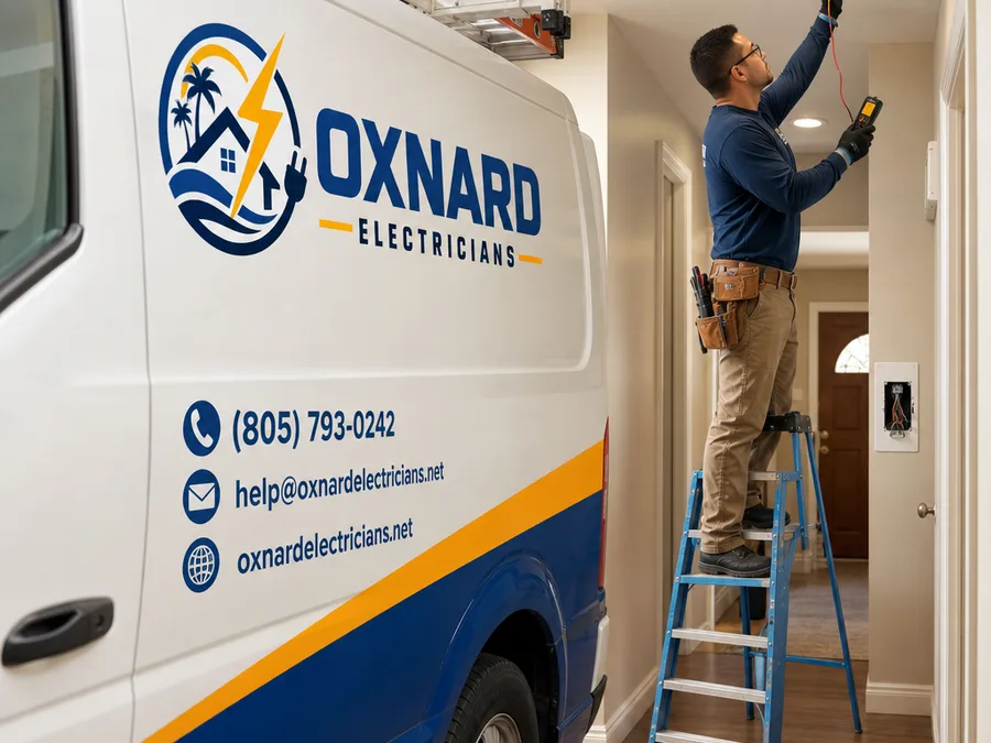 Electrician installing recessed lighting and checking voltage at a residential switch box